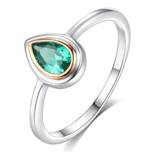 925 Sterling Silver Pear Shaped Lab Made Emerald